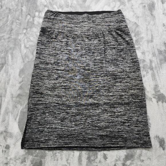 Apt. 9 Skirt Womens L Black Gray Marled Slub Textured Knit Pull On Pencil Slit - Picture 1 of 8